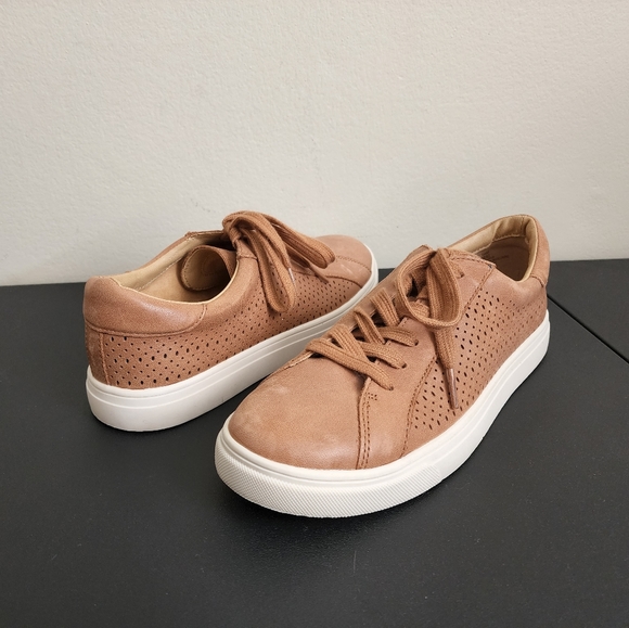 Lucky Brand Laurina Brown Cream Leather Fashion Sneakers Women's Shoes Size 9.5 - Picture 3 of 11